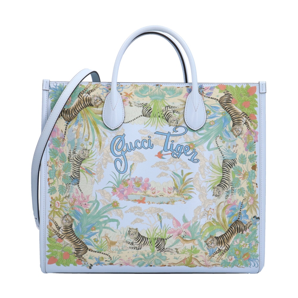 グッチ タイガーミディアムトートバッグ トートバッグ レザー 687827 525040 マルチカラー GUCCI 中古 美品