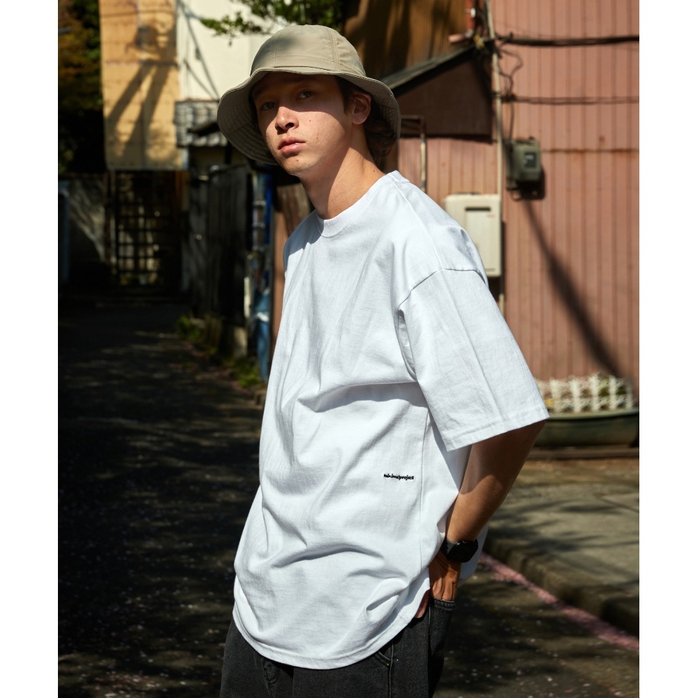 MINIMALPROJECTベーシックコットンドローイング刺繍オーバーフィット半袖Tシャツ MST144 [WHITE]