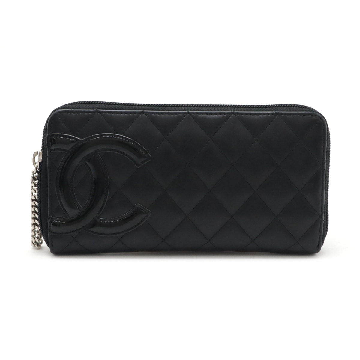 カンボンライン ココマーク ラウンドファスナー 長財布 ソフトカーフ レザー エナメル ブラック 黒 ピンク A5007