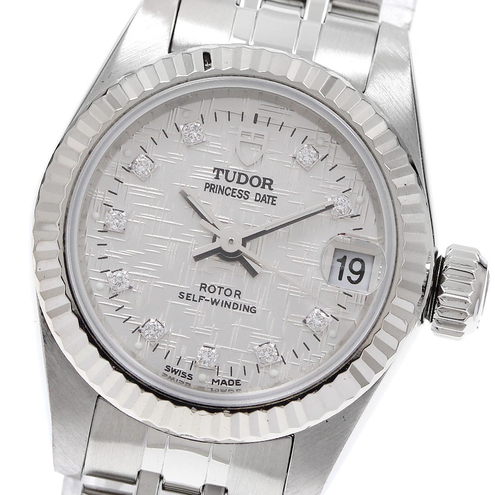 チュードル TUDOR 92514 プリンセスデイト 10Pダイヤ 自動巻き レディース 良品 保証書付き_921857【中古】