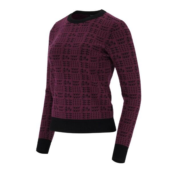 (6K63301 501) 2024年 女性 秋 変形 千鳥格子 ジャカード ラウンドネック セーター