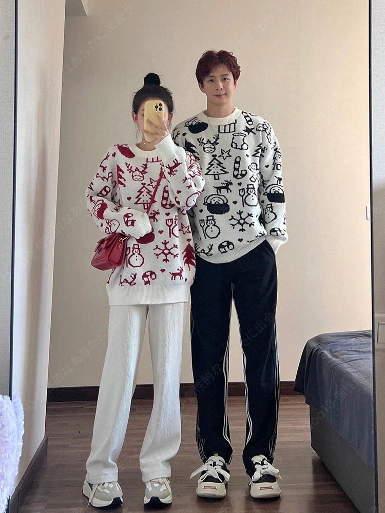 ペアルックセーター カップル服 カップルお揃い秋冬 ニット 彼女 奥さん お誕生日 恋人ペア 男女兼用 クリスマスセーター-8230%制限