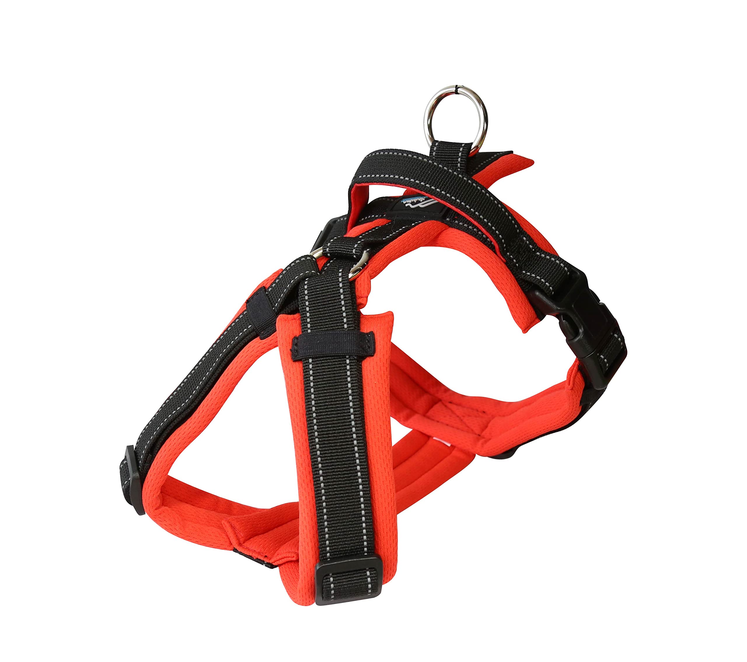 Hakusan ゼロハーネス 負担軽減 犬用ハーネス サイズ調整可 簡単着脱 夜間反射材 軽量 通気 ハンドル付き ネームプレート S サイズ メッシュレッド×ブラック