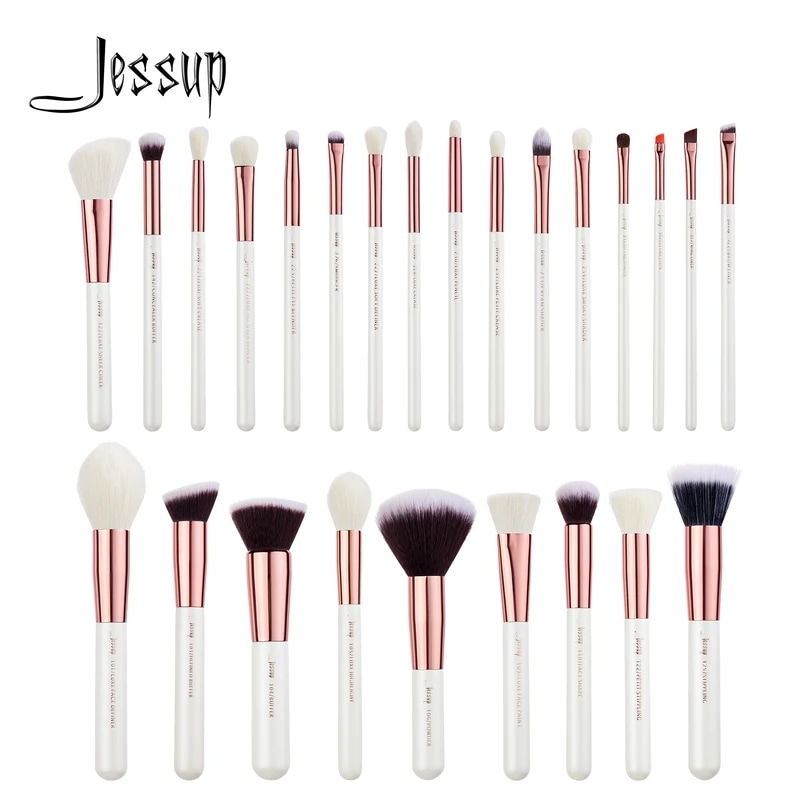 Jessup-メイクブラシキット,625個のアイシャドウを含む7つのピンクゴールドの化粧品ツールのセット,ドロップシッピング,パールホワイト