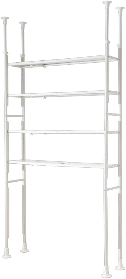 棚 ラック 伸縮 突っ張り フック×16個付き 可動棚×4 幅92~146 天井210~260対応 T耐荷重各10kg SSH-9235 ホワイト