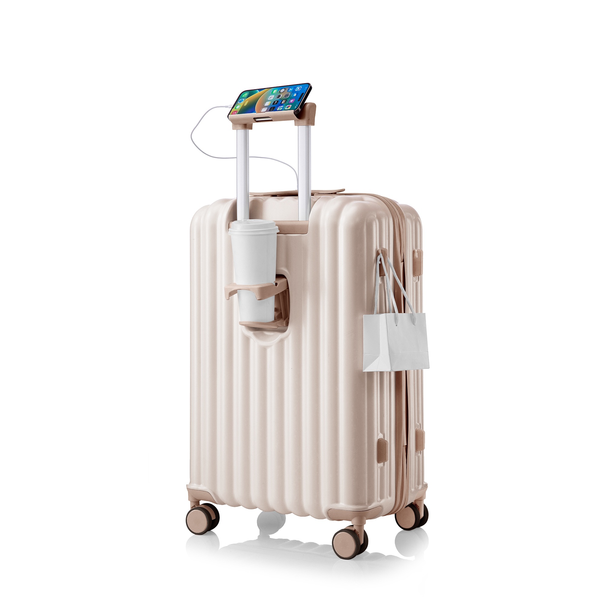 【国内発送】849スーツケース 機内持ち込み 軽量 キャリーバッグ Lサイズ USBポート付き ドリンクホルダー付 ダブルキャスター スムーズ 静音 静か かわいい おしゃれ 7日14日用 電車 お
