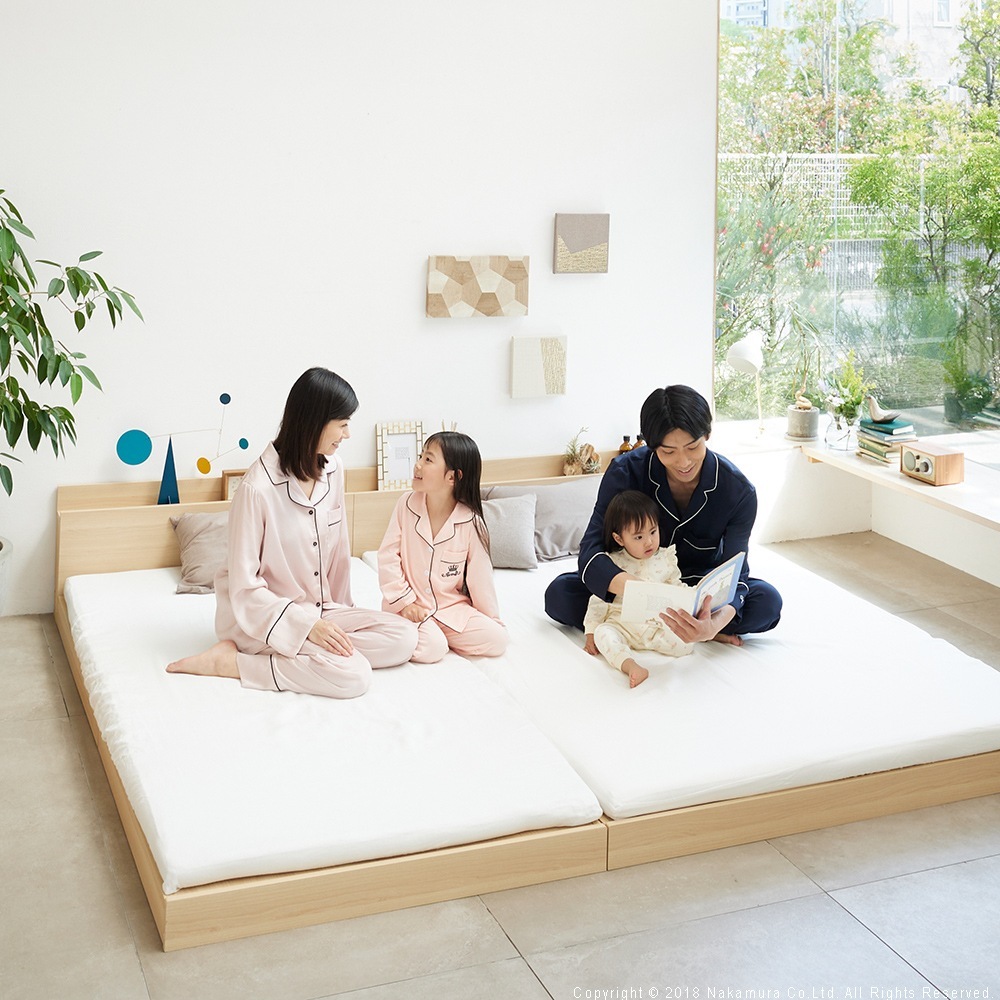 ベッド ベッドフレーム ワイドキングベッド ベット ベットフレーム ワイドキング ローベッド ロータイプ シングル+セミダブル2台セット 布団が使える