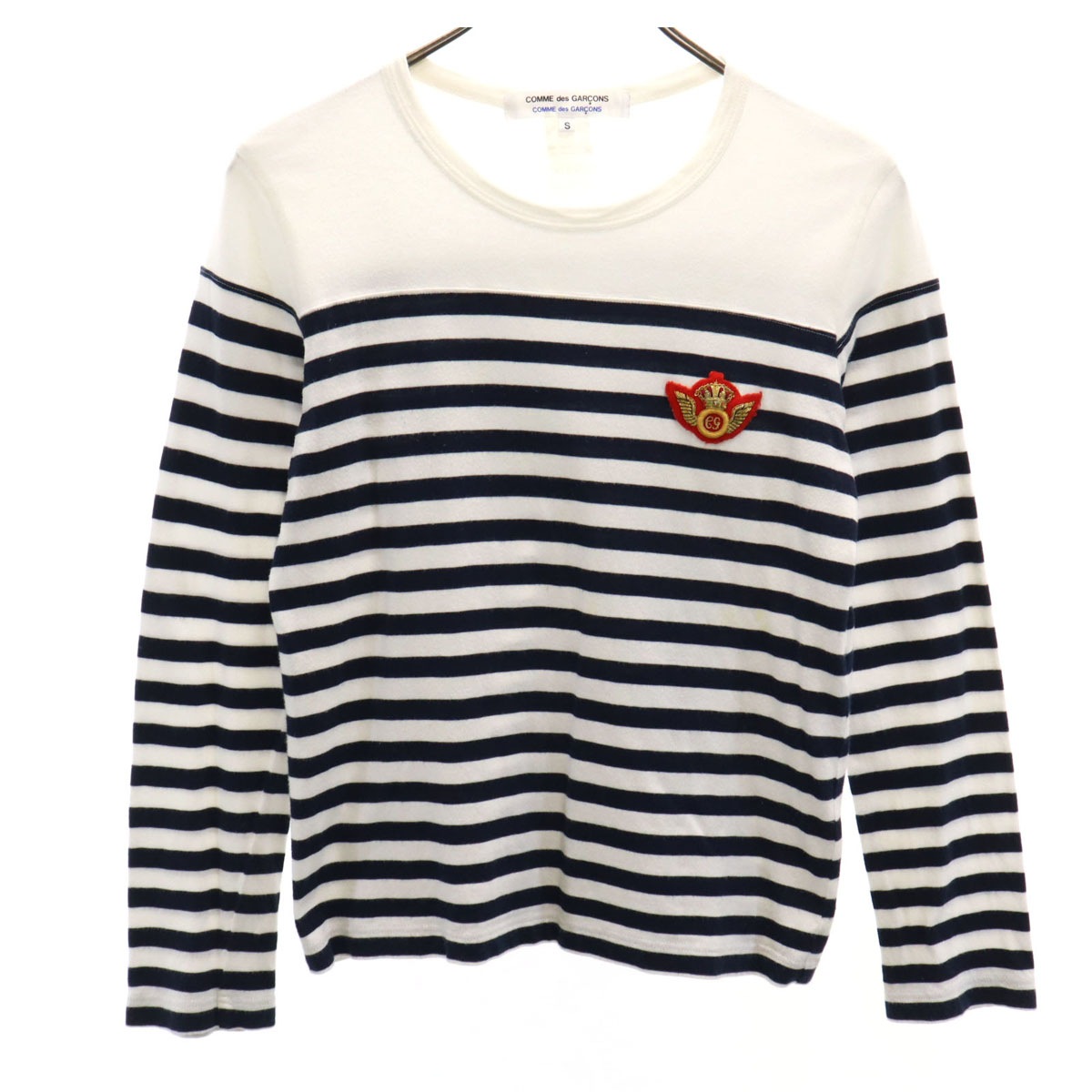 Comme des Garcons Comme des Garcons コムデギャルソンコムデギャルソン フランス製 ボーダー柄 長袖 カットソー S ホワイト レディース 古着