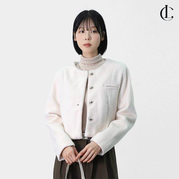 女性の冬のカジュアルクリーンノンカラーフェイクファーアンゴラショートジャケットLLEET011