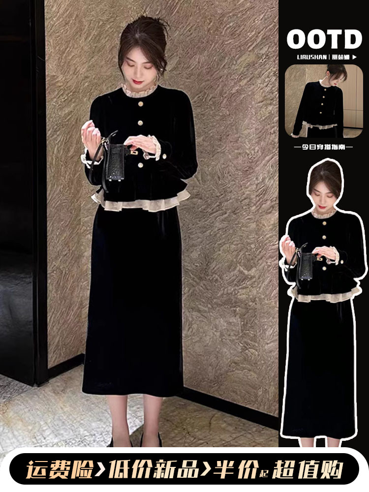 ヘップバーンスタイル長袖ドレス息子初秋2023新しい女性の小さな薄いロングドレスのフランスのハイセンス