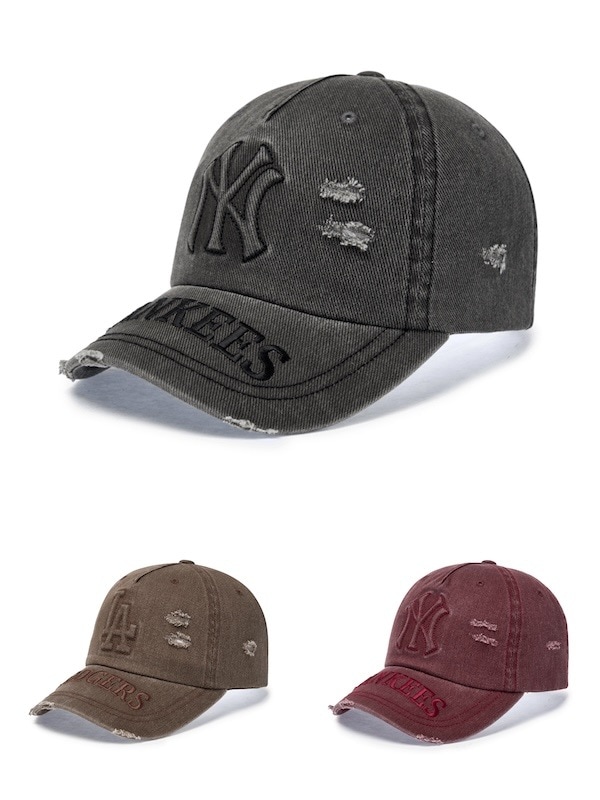 3ACPV295N ビンテージ エンボ ダメージ アンストラクチャー ベースボールキャップ ニューヨーク ヤンキース 正規品保証 関税負担なし 韓国限定販売 男女共用