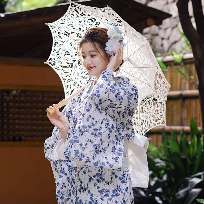 【1枚購入で20% OFF】浴衣 花柄 レースの浴衣 綿 おしゃれで かわいい 大人の着物 セット 夏祭り花火大会 衣装四季折々の着物を 和服を改良する