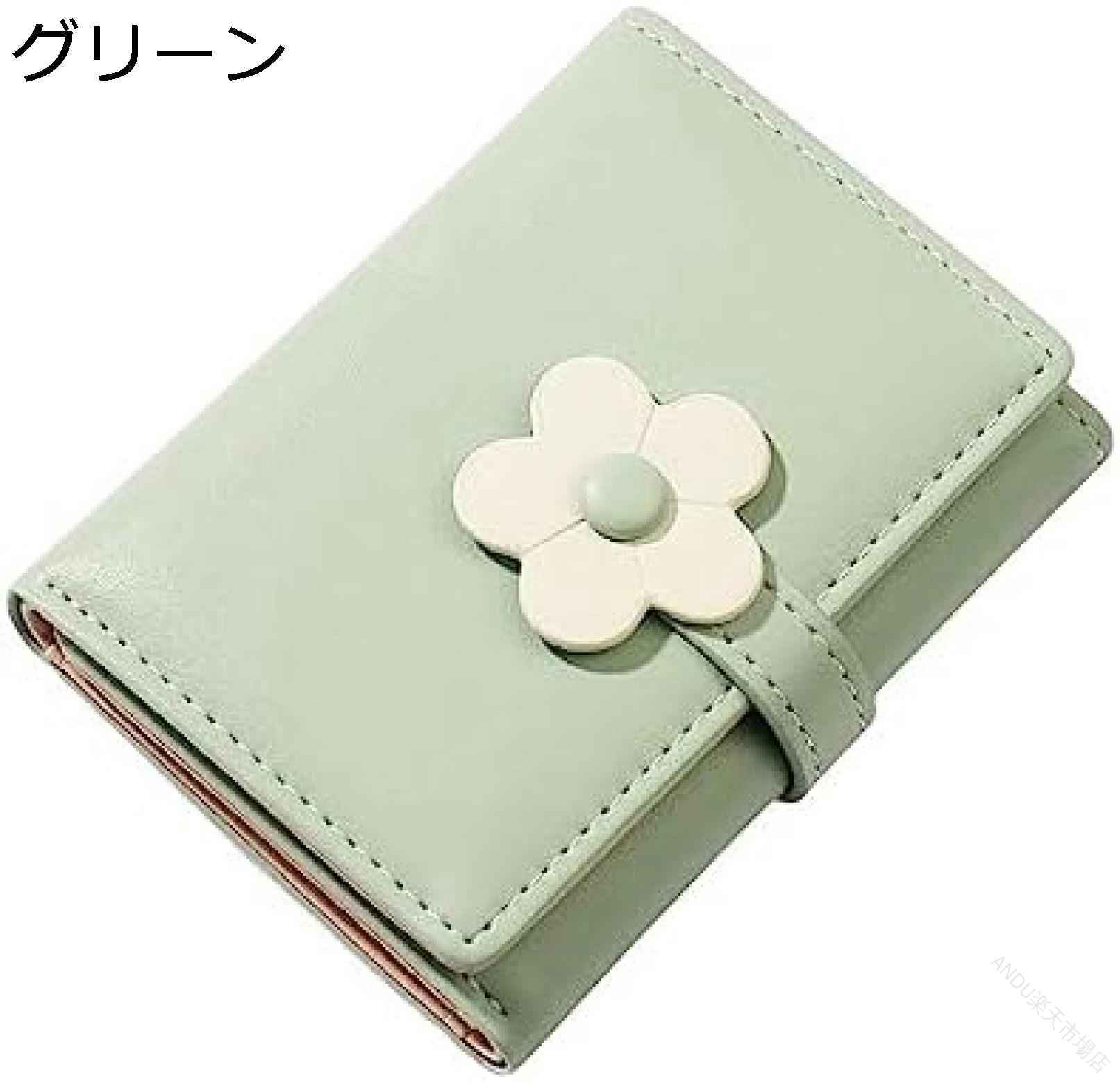 高品質保証！レディース ミニ 財布 三つ折り 花柄 ボタン グリーン 大容量 カード 入れ 小銭 入れ なし 多機能 使いやすい お札 が 折れない 軽量 コイン ケース おしゃれ プレゼント 誕生日