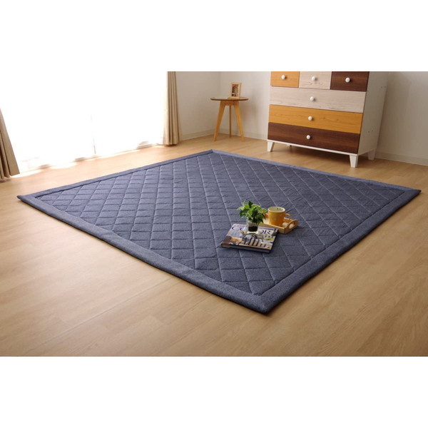 1380000001169 ラグ カーペット 3畳 デニム調 ニットキルトラグ アルバ2IT ブルー 190×240cm メーカー直送