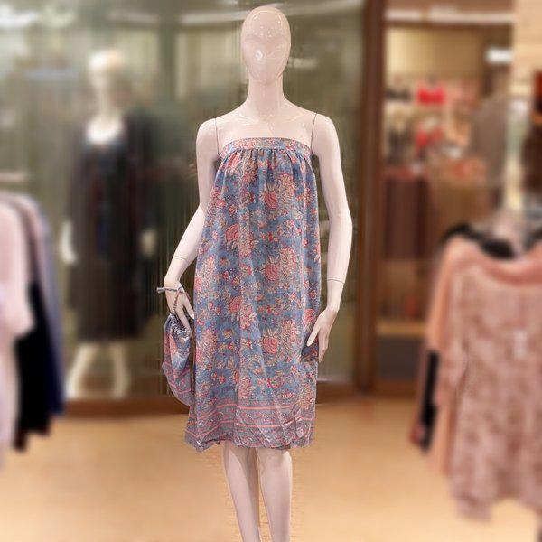 パステルブルー ボーダーフラワー シャワーガウン (WGN368WL)_s