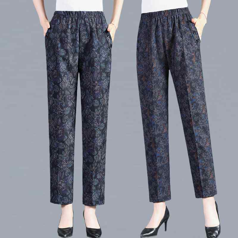 レディース 秋冬 ズボン おばあちゃん ズボン 大きめサイズ タイプ ポケット パンツ 厚手 ファッション 動きやい