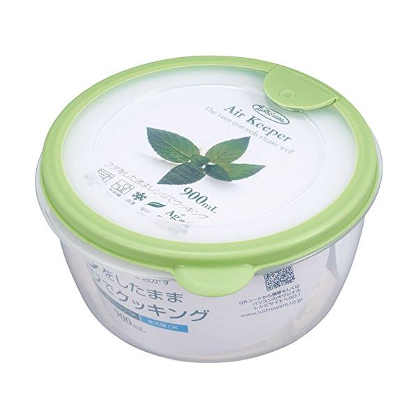 (まとめ) 保存容器 約幅14.1cm 900ml ソフトグリーン 60個セット 抗菌効果 食洗機可 エアキーパー どんぶり型 キッチン