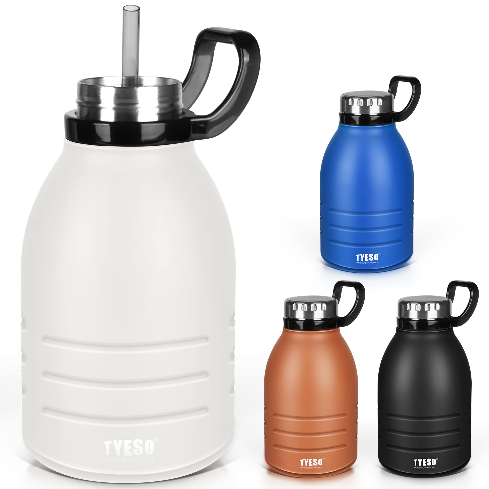 TYESO 水筒 スポーツボトル ステンレスボトル 1.5L 直飲み 保温保冷 洗いやすい ストロー付き 大容量 携帯便利 旅行 キャリ―ハンドル付き (ホワイト) 4,600円