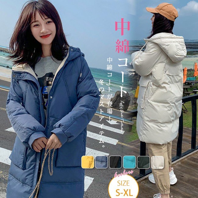 中綿コート ロング ゆったり 大きいサイズ ラグラン袖 フード付き レディース 冬 アウター ベンチ