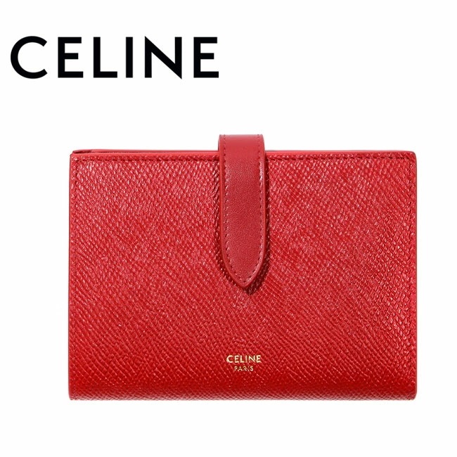 CELINE / 2つ折り財布/レザー/RED/無地/レディース/10b643bfp Qoo10] CELINE レザー二つ折り財布 10B643BFP. : バッグ・雑貨
