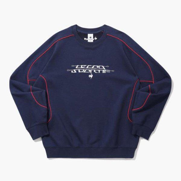 長袖Tシャツ NQJ QQ123LFS21-DNV パイピングロゴ刺繍スウェットシャツ / ダークネイビー