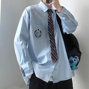 学院風長袖シャツ男性韓国版ファッションJK/DK制服ティーンエイジャーシャツ