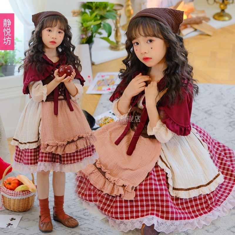 赤ずきんちゃんとマッチを売る少女牧歌的なスタイルの女の子シンデレラ子供用コスチュームハロウィンパフォーマンス衣装