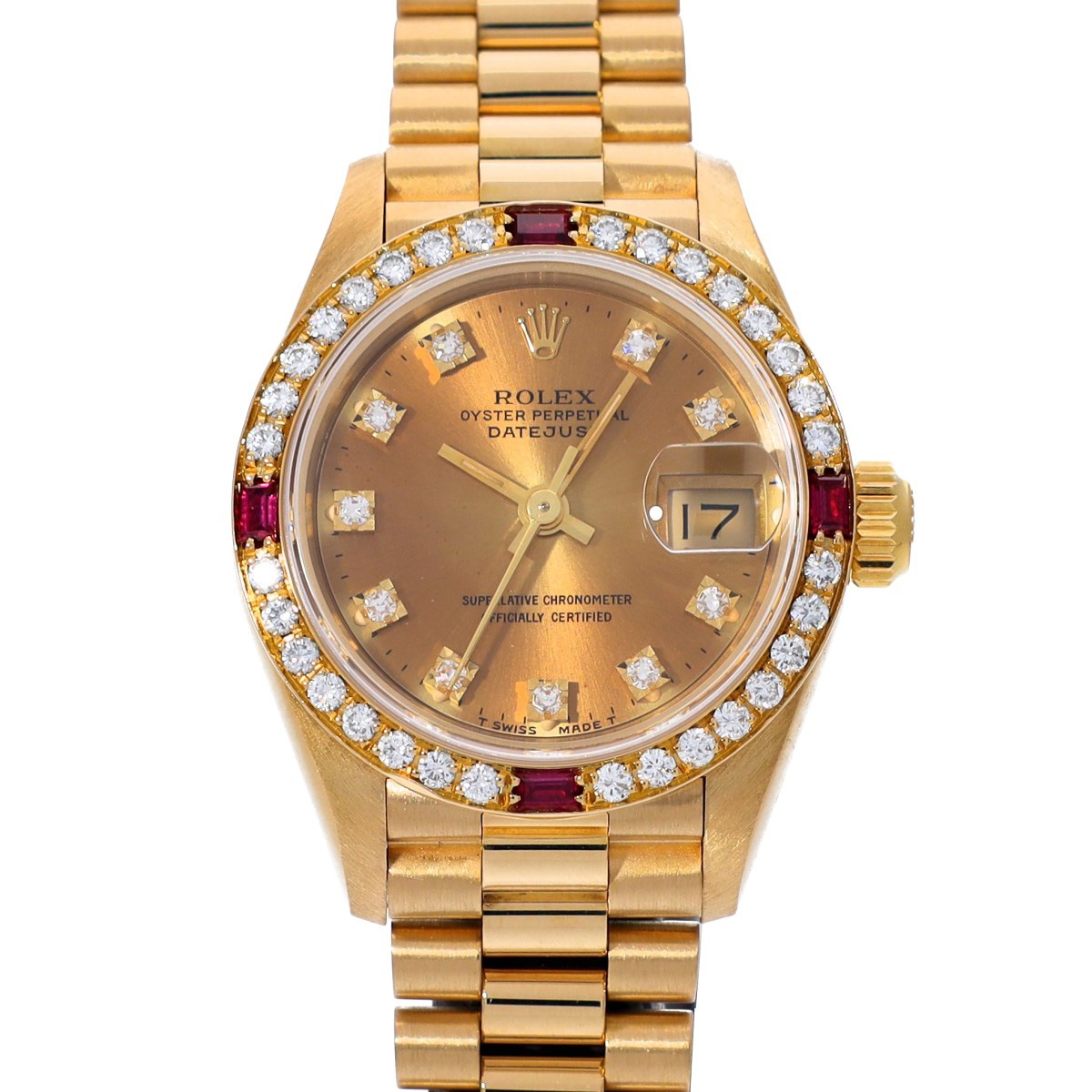 ロレックス デイトジャスト 文字盤ヤケ 69068G E番(1991年頃製造) シャンパン/ダイヤモンド レディース 腕時計 自動巻き 中古 銀蔵