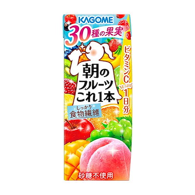 他サイト： カゴメ 朝のフルーツこれ一本 200ml紙パック×24本(砂糖不使用 ビタミンC 食物繊維)の商品画像