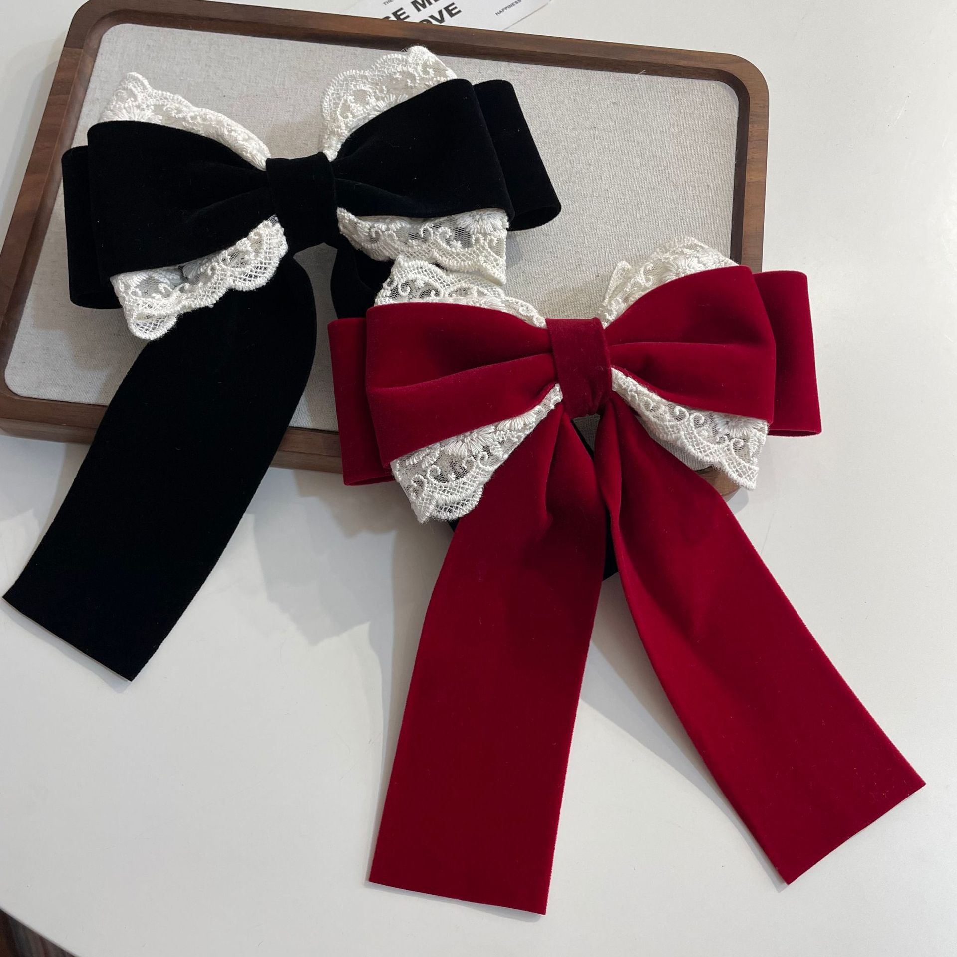 【1点ご購入 で10点プレゼントいたします】ベルベットリボンリボンリボンリボンリボンスプリングクリップヘアピン気質おしゃれ少女後頭部トップクリップヘアアクセ