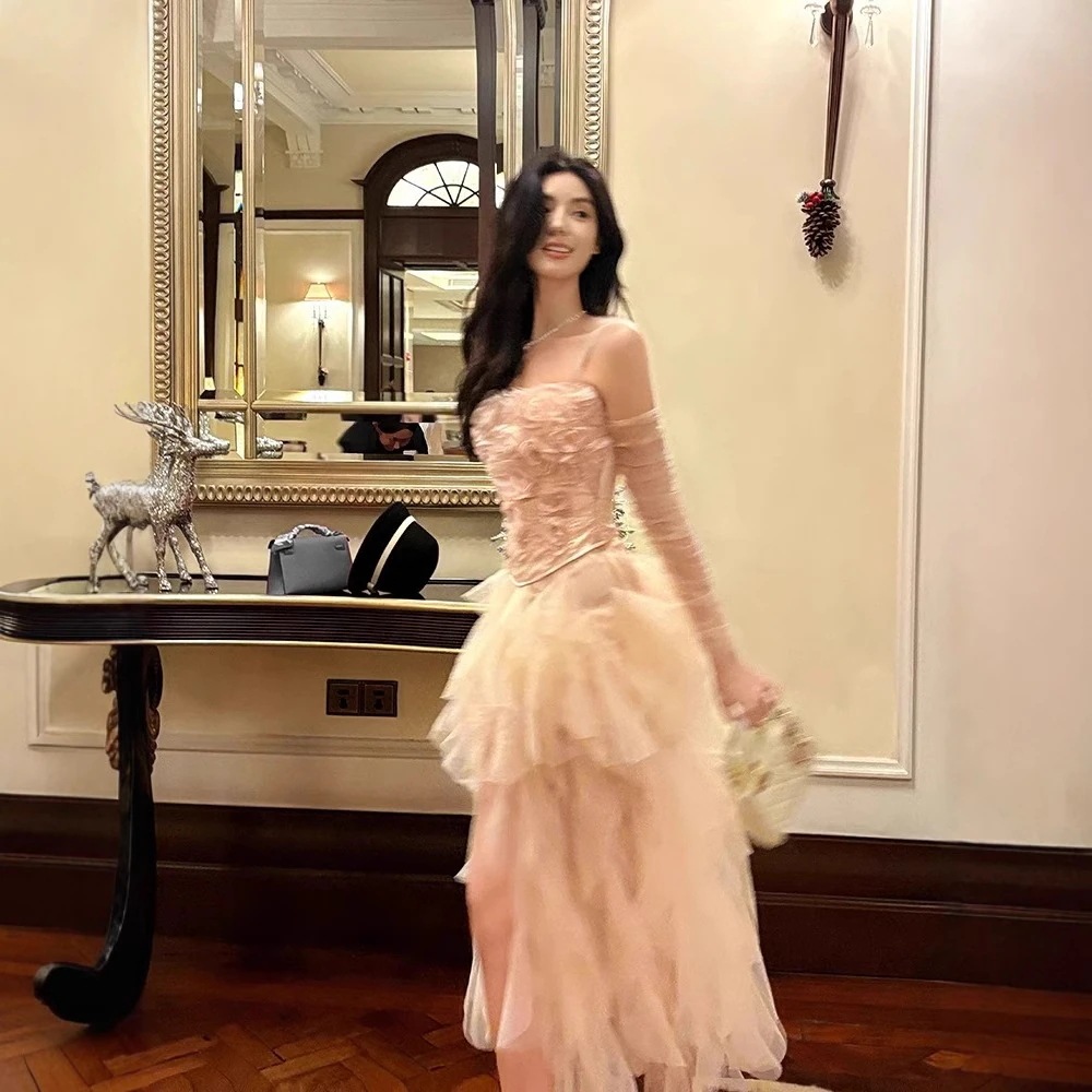 メッシュハーフスカート ローズピンクシーススカート ンピース ロング 入学式 宴会 結婚式 ドレス パーティードレス お呼ばれ 披露宴