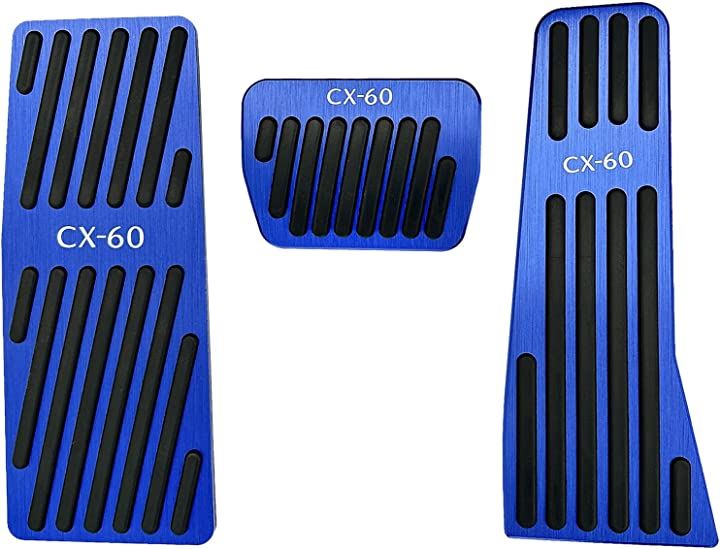 マツダCX-60専用ペダル フーディ ペダルカバー ブレーキペダル アクセルペダル フットレスト カスタムドレスアップ 日本語解説書付き 3点セット( ブルー)