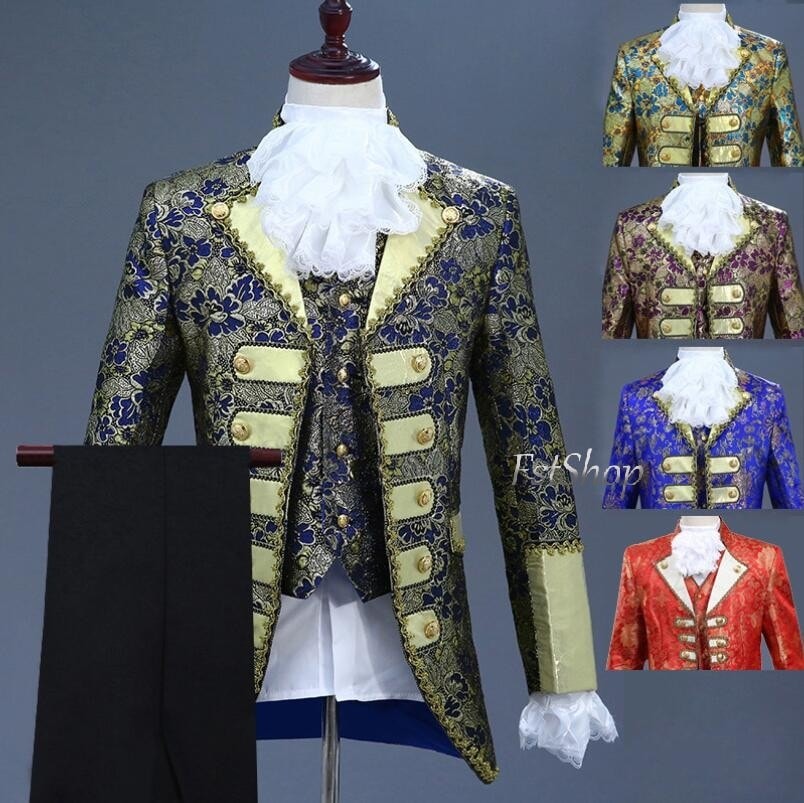 【2025新作入荷】中世貴族フォーマル4点セット刺繍コスプレ衣装ハロウィン仮装ステージ 衣装ヨーロッパ 男性用王子様メンズ セットアップ王族服ジャケット ズボン ベストアクセサリー紳士服ゴシック 礼服