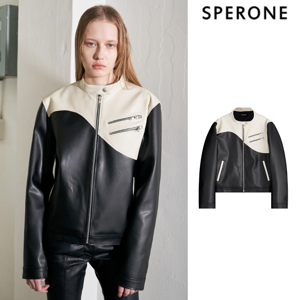 [SPERONE] Wave Zipper Biker Jacket Woman