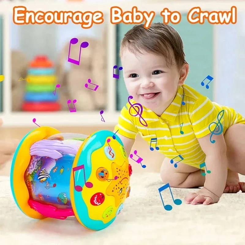 モンテッソーリ-赤ちゃんの音楽楽器 子供のための早期教育感覚玩具 赤ちゃんの回転プロジェクター オーシャンライト
