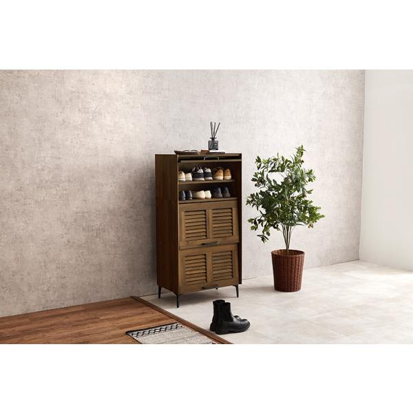 シューズラック 棚 木製 北欧モダン おしゃれ 薄型 可動棚 スリム 省スペース 木目柄 下駄箱 シューズボックス 3扉タイプ