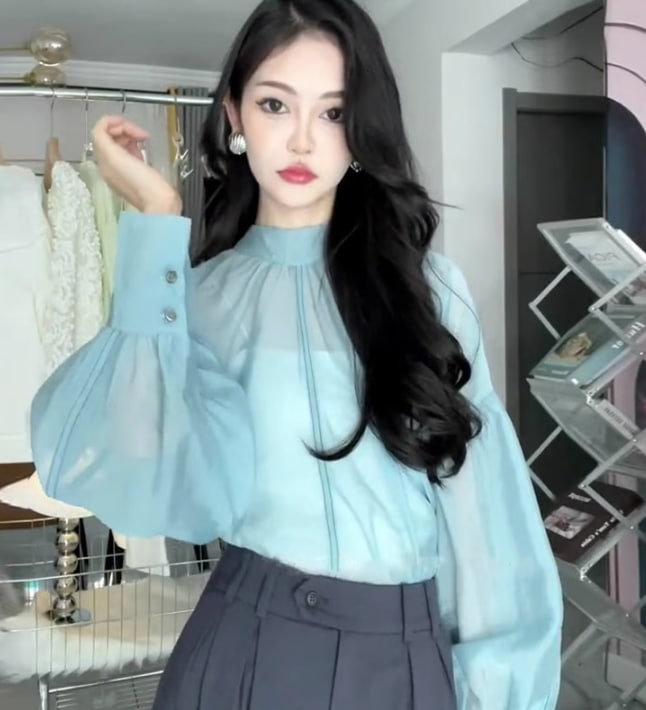 トップス デート モテアイテム シャツ ブラウス シースルー 長袖 コットン 大人可愛い きれいめ 上品 おしゃれ かっこいい 大人可愛い ラブリー キュート ガーリー クール モード系 セクシー