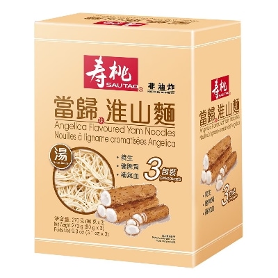 [壽桃牌] Angelica Flavoured Yam Noodles 淮山麵當歸味３包盒裝　3個入 270G×3パック （香港版）