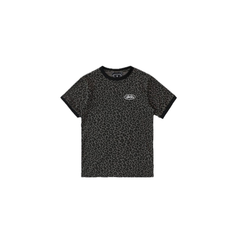 ミスティック オーバル ロゴ ジャージ リンガー Tシャツ - ブラックレオパード