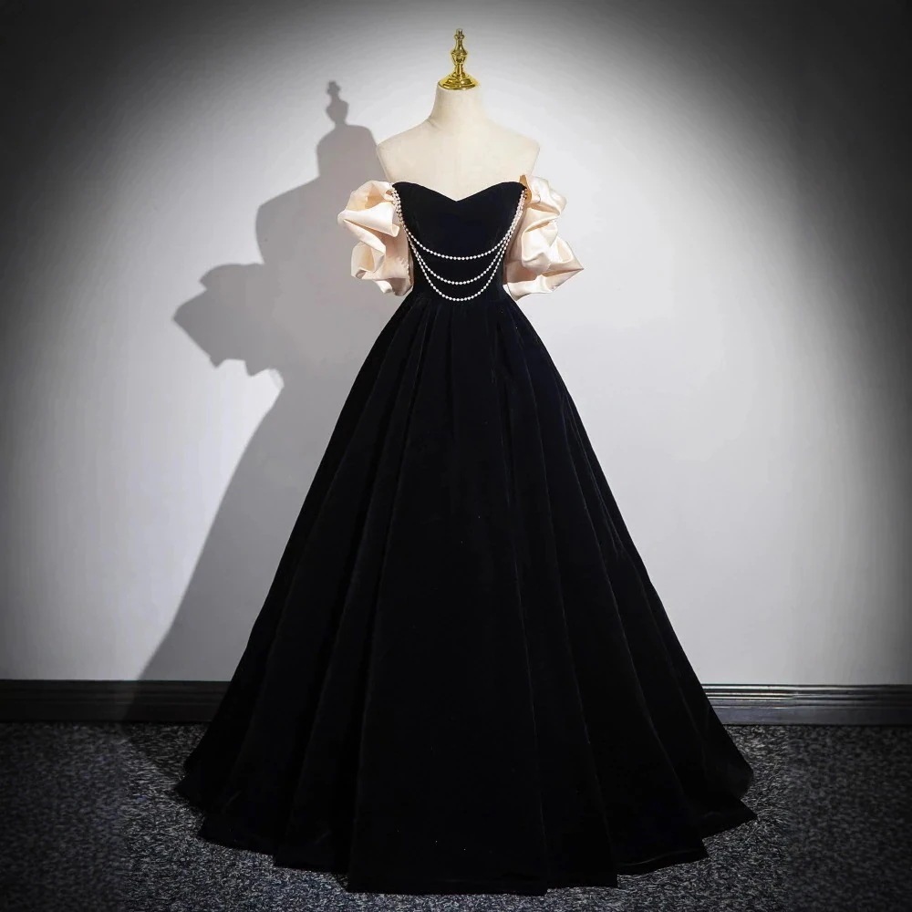 3日出荷 ワンピースドレス イブニングドレス ブラック オートクチュール パーティー 結婚式 お呼ばれドレス 春服 レディース