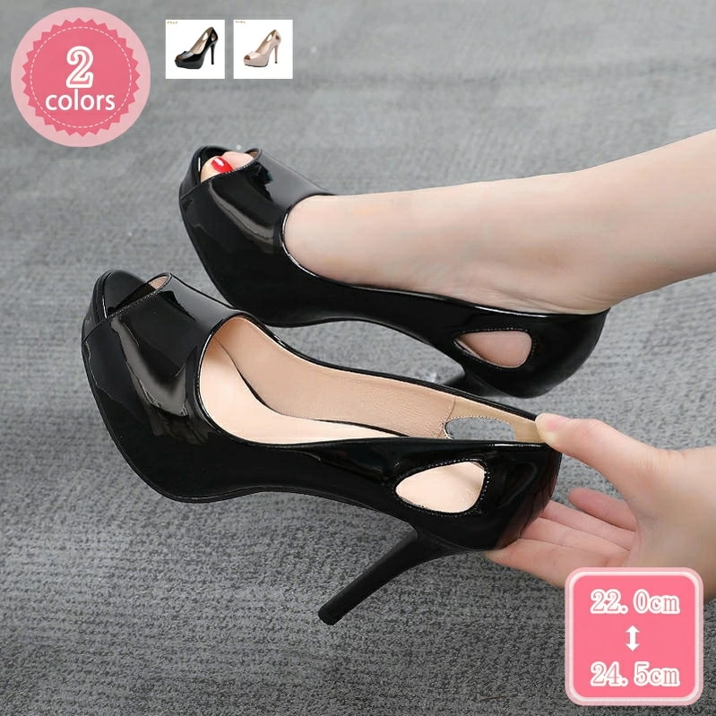 1000円OFFクーポン ピンヒールパンプス エナメル 美脚サンダル プラットフォーム 走れる ハイヒール パンプス 厚底 クッション 小さいサイズ 痛くない スリッポン 履きやすい 脱げない ドレス