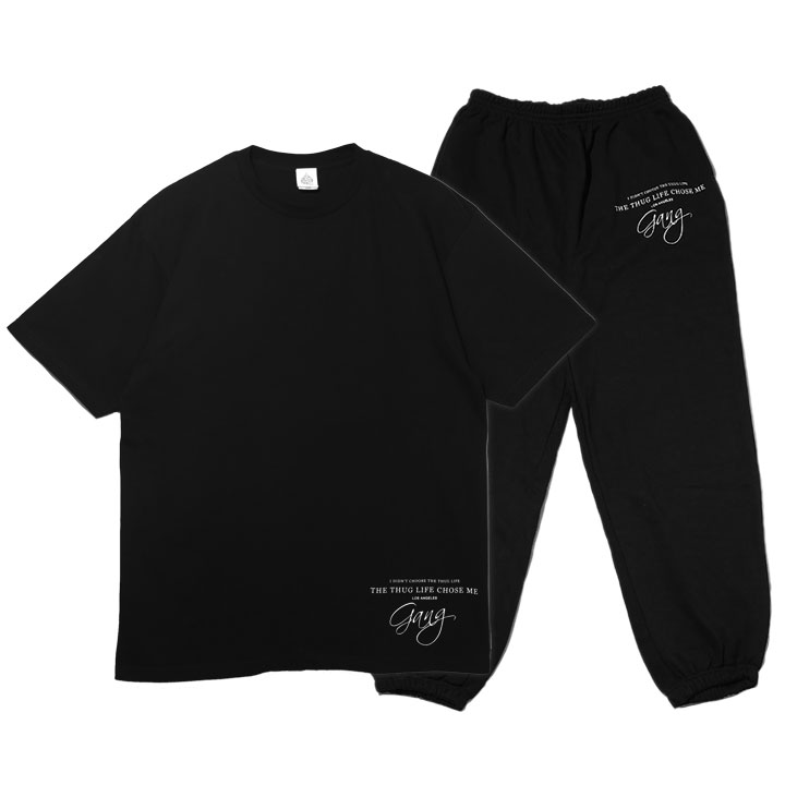 ACE FLAG 上下セット 半袖 ブランド Tシャツ スウェットパンツ メンズ 春夏用 黒 大きいサイズ エースフラッグ セットアップ ロングパンツ ギャング