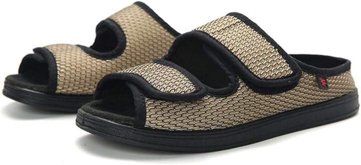 介護シューズ 介護スニーカー シニア フルオープンタイプ サンダル 高齢者用 介護靴 甲高 幅広 リハビリ 軽量 B1(カーキ, 26 cm)