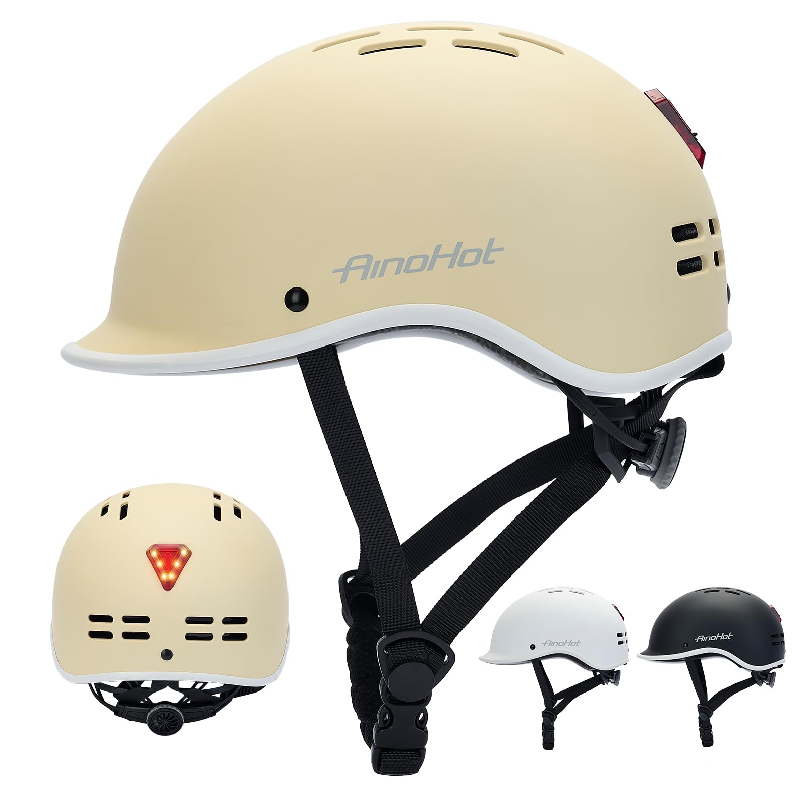 Rongbenyuan 自転車 ヘルメット 【LEDライト付】 大人用 18個通気口 58-62cm サイクリングヘルメット 軽量 スポーツ ロードバイクヘルメット 耐衝撃 高剛性 丈夫 サイズ調整可