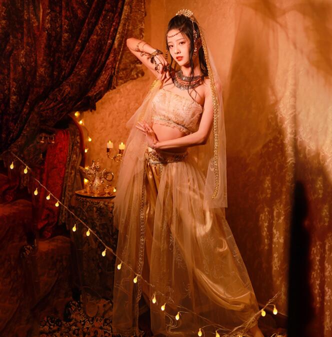 アラビアン衣装 アラジン ジャスミン風 ベリーダンス衣装3点セット アラビアン プリンセス 全身コスチューム フォーク ハロウィン コスプレ衣装 パフォーマンス 舞踊 余興 花刺繍 レディース 大人 4,997円