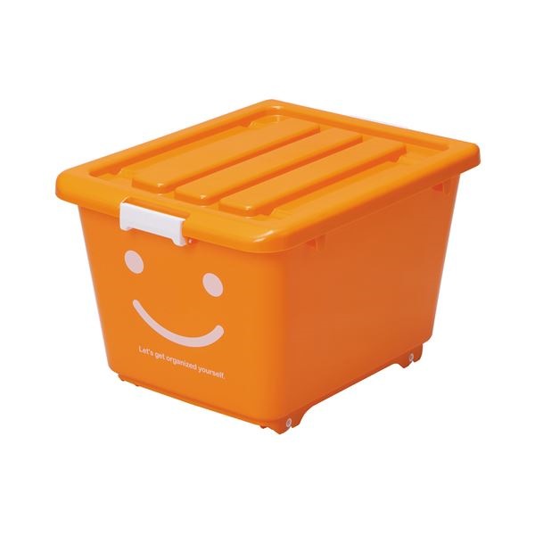 （まとめ） ハッピーケース/収納ケース オレンジ ショート 幅39cm ロック機能キャスター付き お子様用 10個セット