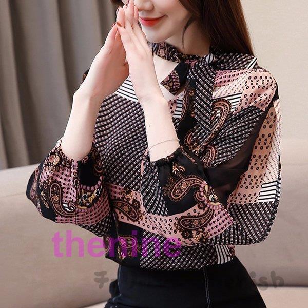 安い商品 今日だけ ブラウス レディース 長袖 40代 20代 オフィス 春秋 おしゃれ 韓国風 トップス シフォンシャツ 花柄 きれいめ 大きいサイズ カジュアル 通勤 上品 着痩せ 新品 3枚購入