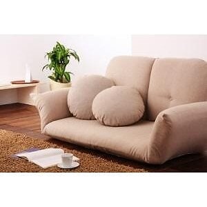 日本製 フロアカウチソファ　背もたれ両肘は5段階リクライニング へたりにくい高密度ウレタンを使用！ク