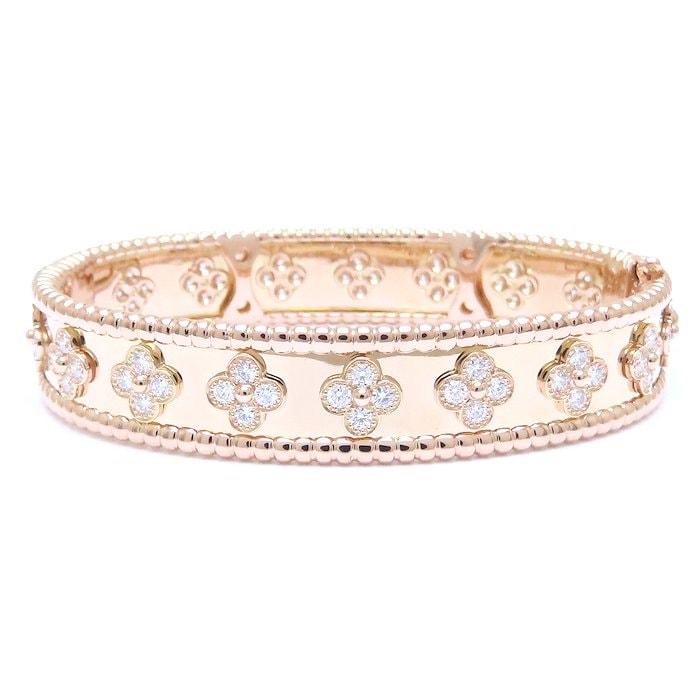 ペルレ クローバー バングル スモールモデル ダイヤモンド VCARP3O200 K18PG/294112【中古】