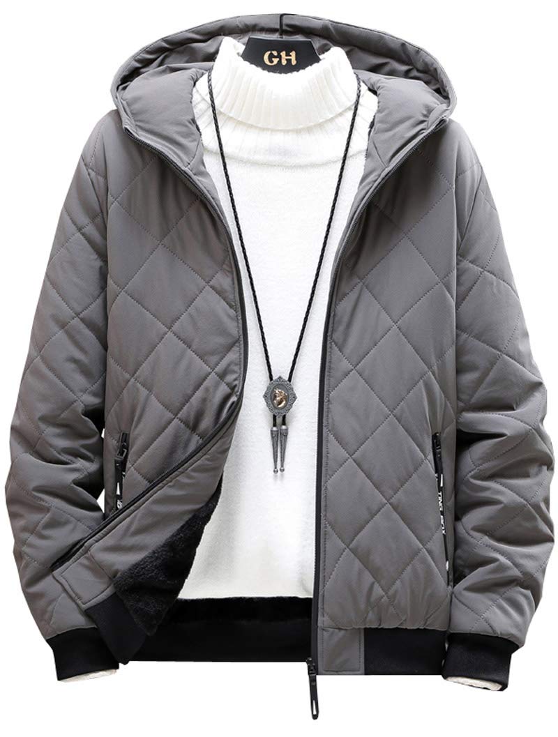 [Aidemeng] パーカー メンズ 冬服 厚手 裏起毛 ジャケット フード付き ジップアップ カジュアル ダウンジャケット春秋 長袖 大きいサイズ 人気 アウター-gray-4XL